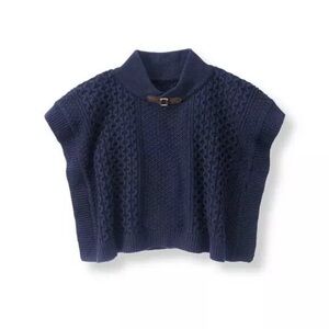 Janie and Jack Navy Poncho Textured Sweater Cape Girls 3